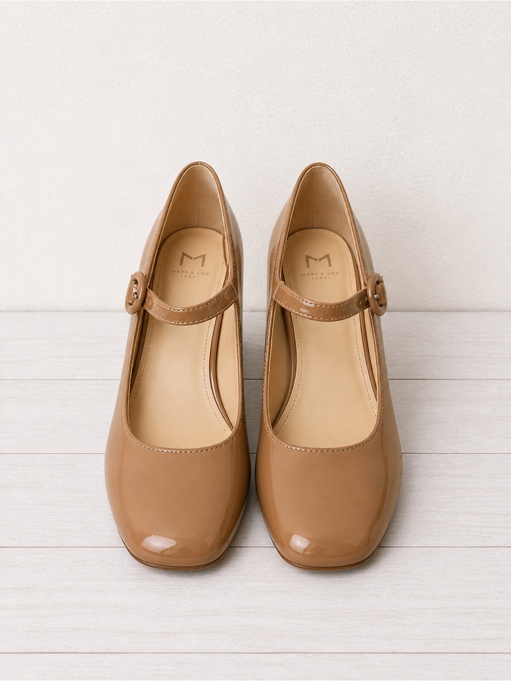 Mark Fisher Nessily Classic Mary Jane Block Heel Tan Patent Leather Pumps NWOB - Picture 8 of 12